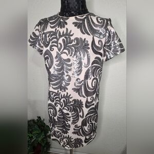 Banana Republic Black and Cream Sequin Mini Dress